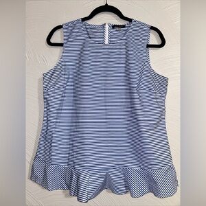 TOMMY HILFIGER Blue White Striped Blouse Women’s M Sleeveless